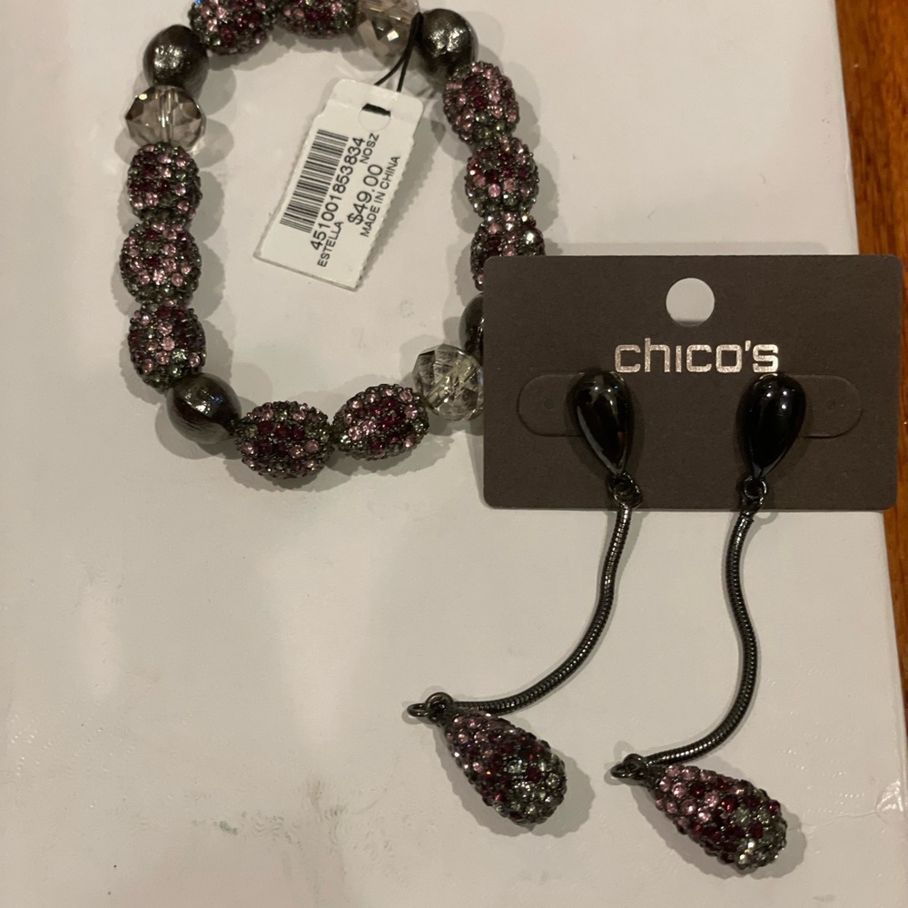 Chicos beaded bracelet & earrings set